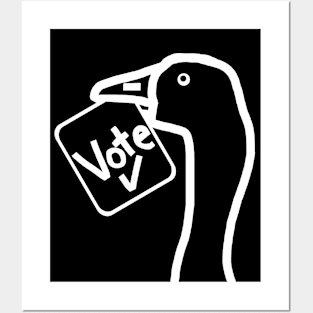 White Line Portrait of Politics Goose with Stolen Vote Message Posters and Art